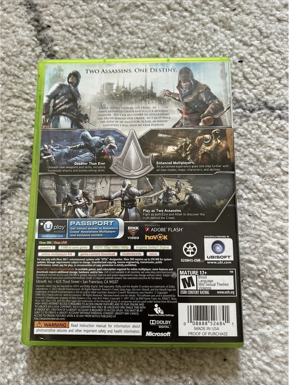 Assassin's Creed: Revelations (Microsoft Xbox 360, 2011) Game